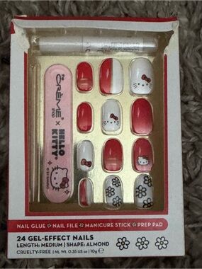 Hello Kitty Red, White & Pink Gel-Effect Press-On Nail Set